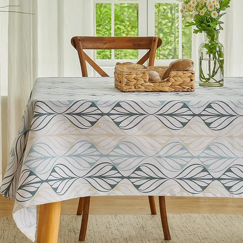 Vista 16 de Wracra Mantel redondo de macramé impermeable, estilo lino de granja, resistente a las arrugas, lavable, para interiores y exteriores