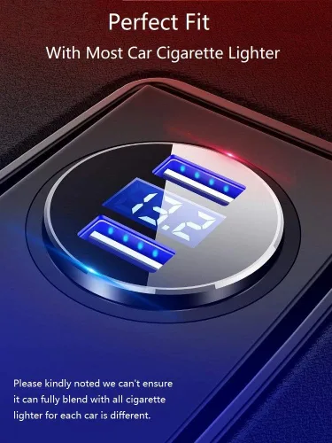 Vista 8 de LIHAN Cargador de coche con 2 USB, medidor de voltaje de 12 V/24 V, salida de 4.8 A, adaptador de enchufe para encendedor de cigarrillos compatible