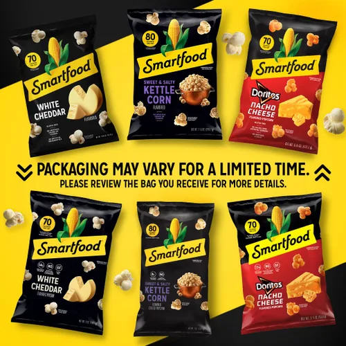 Vista 4 de Smartfood Palomitas de maíz, queso cheddar blanco, sin gluten, bolsa de tamaño de fiesta de 9.75 onzas