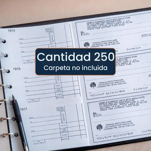 Vista 4 de Cheques comerciales manuales, seguridad azul, 3 a una página con trozo, 250
