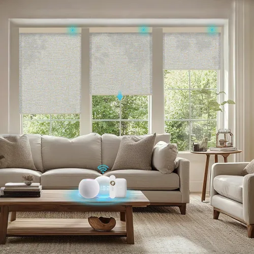 Vista 47 de Persianas motorizadas con control remoto, persianas enrollables opacas completas, funcionan con Homekit Alexa y Google Assistant, persianas solares