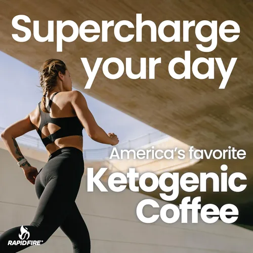Vista 5 de Rapidfire Keto Coffee Mezcla de café instantáneo, sabor caramelo macchiato, 7.93 onzas (255g), 15 porciones