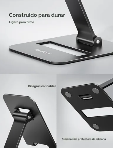 Vista 4 de Nulaxy Paquete de 2 soportes plegables dobles para teléfono celular, soporte de teléfono totalmente ajustable para escritorio, compatible con iPhone