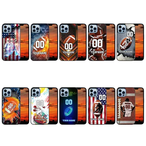 Vista 7 de Personalized Football vs Name Number America Flag Decor Rubber Cover Phone Case for Samsung Galaxy A53 5GA03SA02SA10EA12A13A32A33A42A51A52A71 Custom