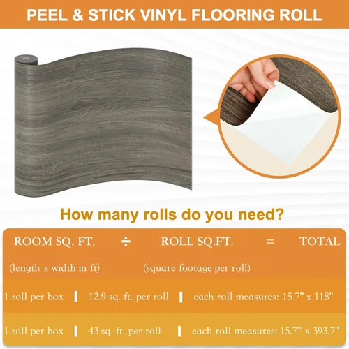 Vista 7 de Oxdigi Piso de Vinilo para Despegar y Pegar en Rollo - 15.7" x 118" (12.9 Pies Cuadrados) Azulejos de Piso de Vinilo Autoadhesivos y Resistentes