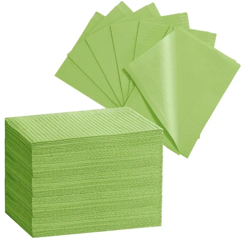 Vista 27 de Baberos Dentales Negros Desechables para Dentista de 13" x 18", 50 PCS Baberos para Pacientes Servilletas de Papel para Tatuaje de 3 Capas