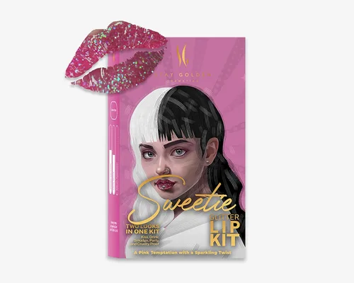 Vista 7 de SG STAY GOLDEN COSMETICS It's Cocoa Glitter Lip Kit sin delineador de labios, a prueba de manchas, larga duración, 2 onzas