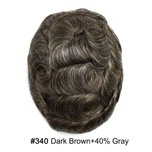 Vista 312 de Toupee - Sistemas de reemplazo de cabello para hombre, encaje frontal suizo, nudo blanqueado, pieza de cabello humano natural