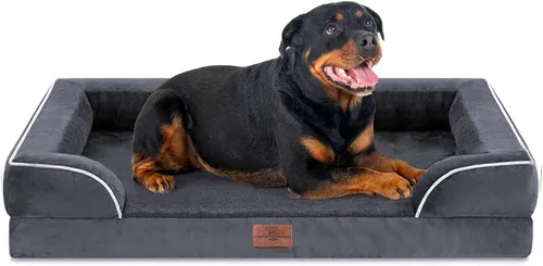 Vista 236 de Comfort Expression - Cama ortopédica para perros medianos de 30x20 pulgadas, cama impermeable de espuma de huevera para mascotas medianas