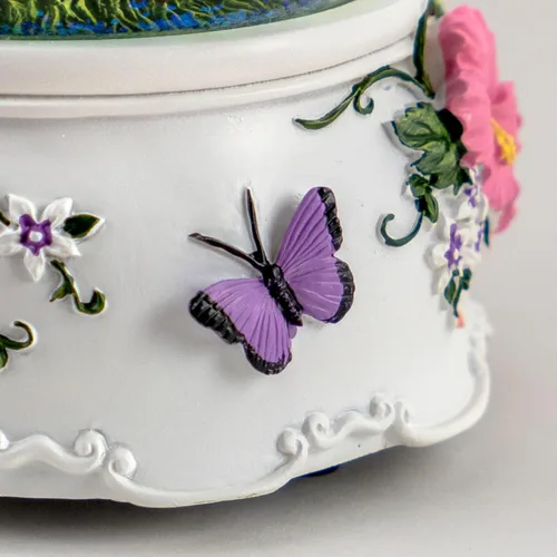 Vista 4 de Caja de música de San Francisco mariposa con flores globo musical de agua