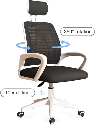 Vista 4 de Ergonomic Office Computer Chair with Extended Armrest, Adjustable Desk Chair with Swivel Headrest, Thickened Latex Sponge Cushion, Enlarged Nylon