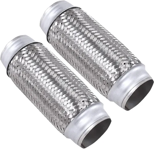 Tubo flexible de escape de acero inoxidable, doble trenza de 2.5 pulgadas x 8 pulgadas con extremos de 8 pulgadas de largo