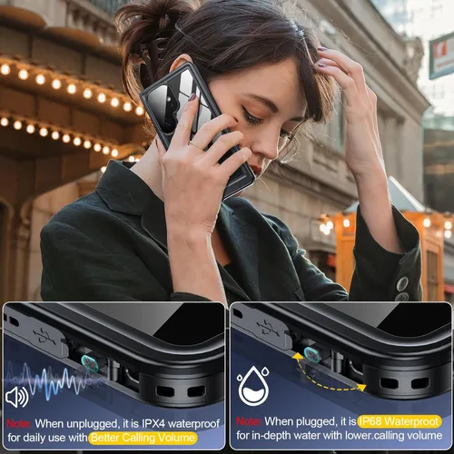 Vista 8 de ANTSHARE Funda impermeable para Samsung Galaxy S24 Ultra, lente incorporada y protector de pantalla de cuerpo completo de 360°, resistente a prueba