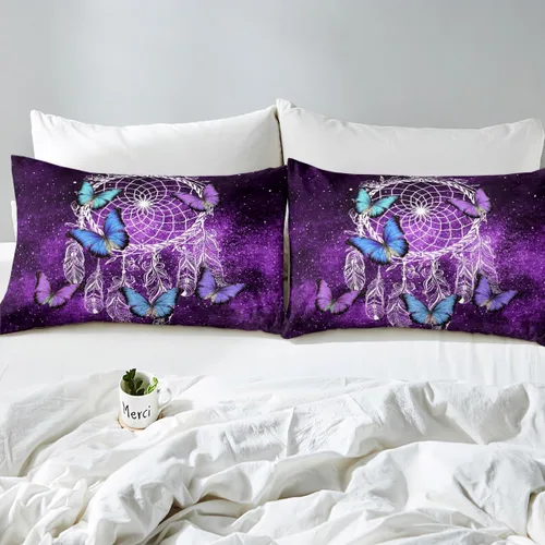 Vista 5 de Erosebridal Juego de ropa de cama de atrapasueños, tamaño individual, juego de funda de edredón bohemia de microfibra de lujo para niños