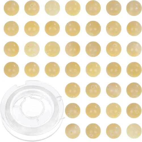 Vista 31 de 100 cuentas redondas sueltas de ónix negro natural de 0.315 pulgadas para fabricación de joyas con cordón elástico de cristal