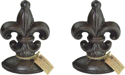 Vista 11 de Lulu Decor, Tope de puerta de flor de lis, hierro fundido, 2 libras, tope de puerta (negro antiguo)