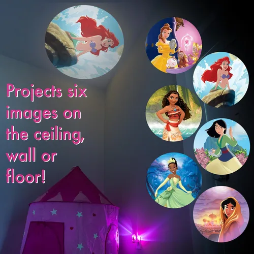 Vista 8 de Projectables Disney Princess - Luz nocturna LED para niños, proyector, enchufe, sensor del atardecer al amanecer, Belle, Jasmine, Ariel, Moana