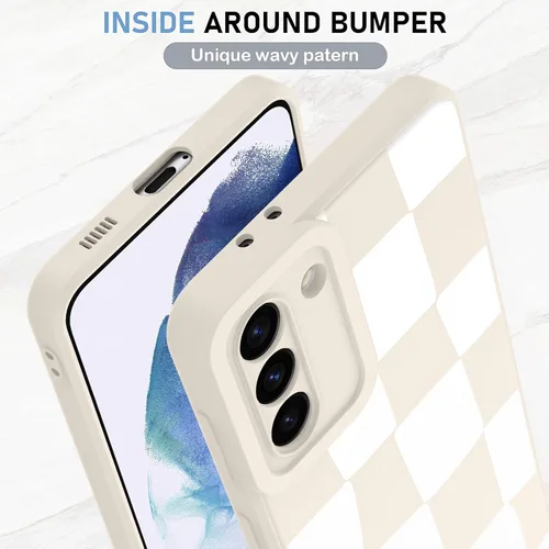Vista 4 de KANGHAR Funda compatible con Samsung Galaxy S21, bonito patrón de silicona a cuadros, protección de cámara, funda suave y delgada para niñas