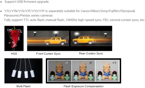 Vista 9 de Godox V1 V1-C V1C Versión USA Flash de Cámara para Cámara Canon Flash Speedlite Speedlight, 76Ws 2.4G TTL1/8000 HSS, 480 Disparos a Potencia
