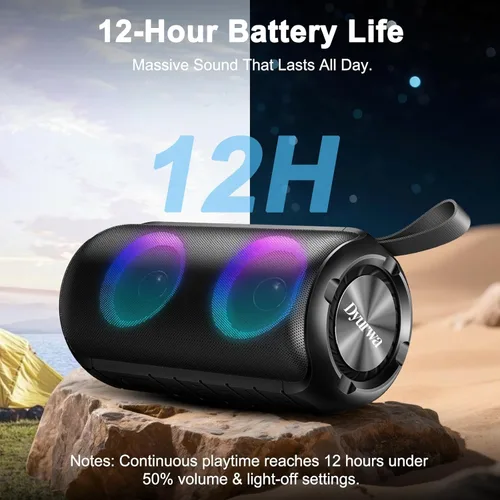 Vista 6 de Altavoz Bluetooth con sonido estéreo HD de 360°, nuevo altavoz inalámbrico portátil IPX7 impermeable, llamada HD, emparejamiento TWS, micrófono