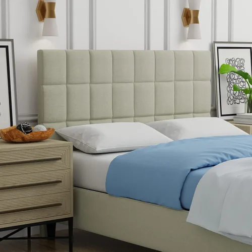 Vista 34 de Glenwillow Home Varia - Cabecero tapizado doble de 20 pulgadas de alto, color beige