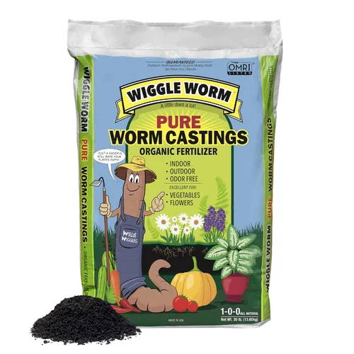 Wiggle Worm Fertilizante de Excrementos de Lombriz 100% Puro Orgánico Denso en Minerales, 30 libras - Mejora la Fertilidad del Suelo y la Aireación