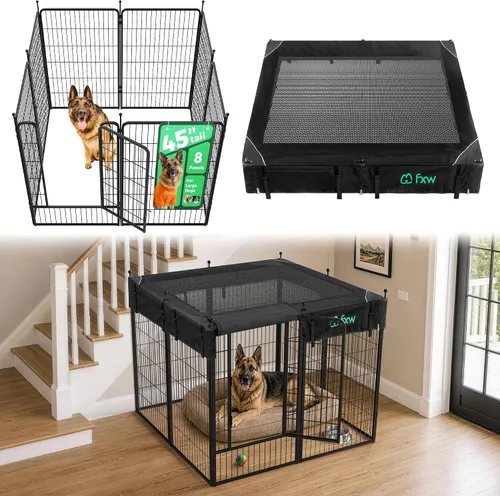 Vista 114 de FXW Rollick Unleashed Corral para Perros para Interiores, Patio, Campamento en RV, 24 pulgadas 4 Paneles para Perros Pequeños y Cachorros Negro