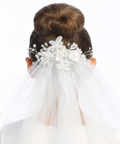 Vista 3 de Pink Princess Velo de la 1ª Comunión con Peine de Comunión - Accesorios de Primera Comunión para Niñas Velo Blanco - Velo para Primera Comunión