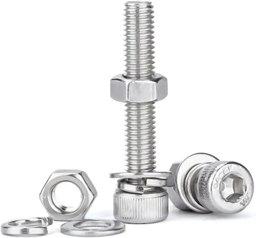 Vista 6 de 120 piezas de tornillos de cabeza hexagonal de acero inoxidable M6, tornillos, tuercas y arandelas, kit surtido utilizado en el hogar y la oficina