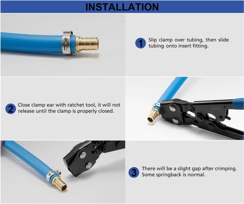 Vista 6 de Paquete de 100 anillos de sujeción WMAXPFIT PEX de 1/2 pulgada, acero inoxidable PEX para tubos de engarce de acero inoxidable PEX, abrazaderas