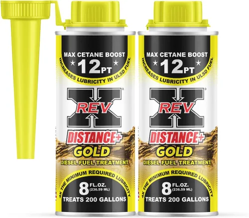 REV X Distance Plus Gold Diesel Tratamiento de combustible de alta lubricidad, 8 fl. oz. (2)
