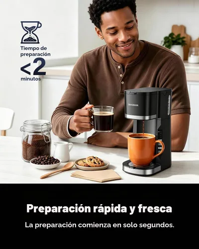 Vista 6 de SHARDOR Mini cafetera de una sola porción para cápsulas K-Cup y molidos