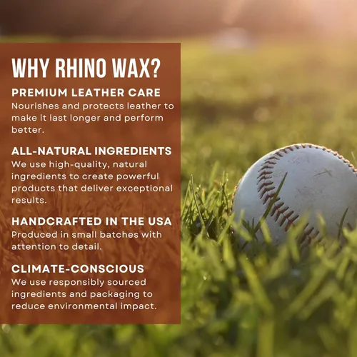Vista 8 de Rhino Wax - Baseball Glove Conditioner - Condition Ball Mitts or Softball Gloves with Premium Leather Mitt Balm - Deeply Moisturizes, Speeds up