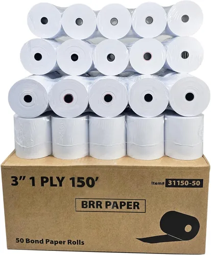 Vista 26 de (100 rollos) 2 1/4 x 50 Rollos de papel térmico para recibo de 55 GSM, papel alemán de calidad premium, se adapta a todos los terminales de tarjetas