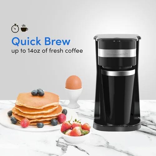 Vista 3 de Elite Gourmet EHC111A Cafetera compacta personal de una sola porción, con pausa y sirve, filtro reutilizable, interruptor de encendido/apagado, Negro