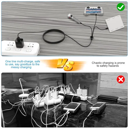 Vista 7 de Alitutumao Cable de carga USB tipo C 3 en 1 compatible con DJI Mini 3 Pro, Mini 4 Pro, Mavic 3, Air 2S, Avata Drone DJI FPV Control remoto