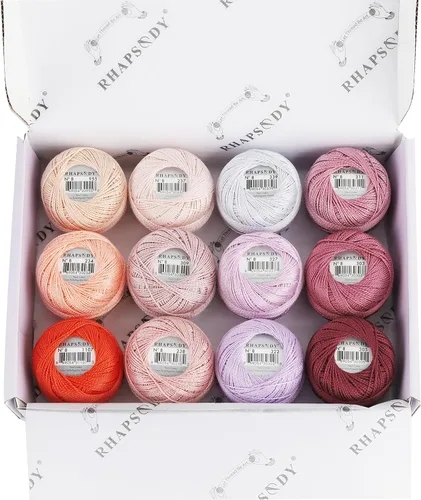 Vista 45 de Rhapsody Hilo de algodón perla tamaño 8 hilo de ganchillo Perle 12 bolas Set tejido a mano, bordado, sashiko, punto de cruz, costura, aguja