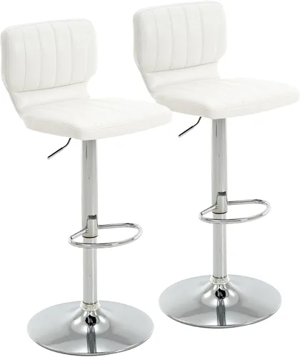 Brage Living Juego de 2 taburetes de bar ajustables, modernos taburetes de bar giratorios de piel sintética con respaldo, sillas de barra de altura