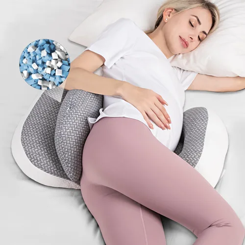 Vista 9 de Chilling Home Almohada de embarazo para dormir portátil, almohada de maternidad para dormir de lado, almohada de cuña de viaje, almohada corporal