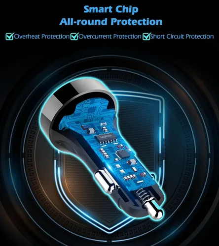 Vista 4 de LIHAN Cargador de coche con 2 USB, medidor de voltaje de 12 V/24 V, salida de 4.8 A, adaptador de enchufe para encendedor de cigarrillos compatible