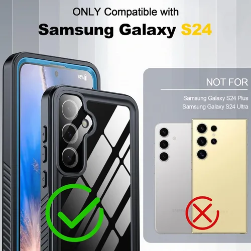 Vista 2 de Funda para Samsung Galaxy S24, impermeable IP68 con [protector de pantalla/cámara incorporado] [resistente a golpes militares de 14 pies] funda
