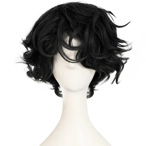 Vista 15 de Peluca rizada blanca para hombre, peluca corta y esponjosa para Blanco