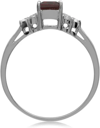 Vista 3 de Silvershake Anillo de compromiso de plata de ley 925 chapada en oro blanco o amarillo con piedra natal con forma octágona, de 0.276 x 0.197 in