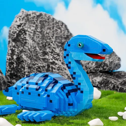 Vista 5 de Larcele Juego de dinosaurios de bloques de construcción de micro bloques de construcción, mini ladrillos de juguete de construcción 3D, 1004 piezas