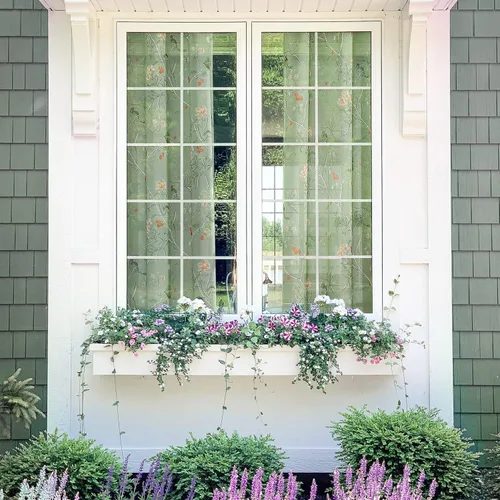 Vista 5 de XTMYI Cortinas transparentes verdes de hojas de 96 pulgadas de largo para sala de estar, puerta corrediza de cristal, juego de 2 paneles, cortinas