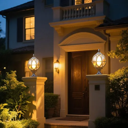 Vista 7 de Lámpara de poste al aire libre, lámpara de pilar de bola de vidrio ámbar retro, impermeable, lámpara de columna exterior, patio, jardín, parque