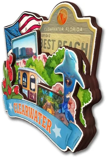 Vista 33 de Cocoa Beach - Imán para nevera de la colección de madera 3D de madera hecha a mano para viajes, recuerdos de la ciudad, decoración del hogar, regalo