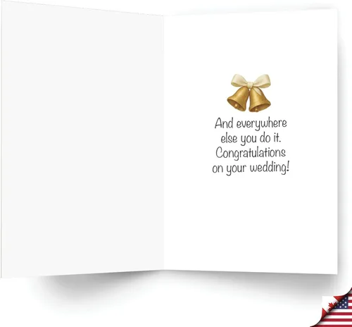 Vista 2 de NobleWorks Funny Wedding Congratulations Greeting Card with 5 x 7 Inch Envelope (1 Card) Congrats, Thank You Between The Sheets C11065WDG