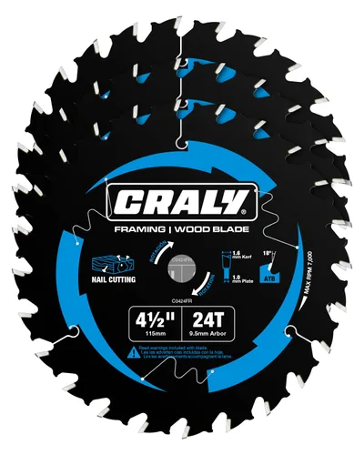 Vista 10 de CRALY Hoja de sierra circular para enmarcado de 3-3/8 pulgadas con 24 dientes para corte de madera, eje de 15mm, con punta de carburo, corte fino