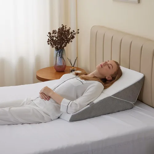 Vista 20 de Bedluxe Juego de 3 almohadas ortopédicas de cuña para cama, almohada de cuña de espuma postcirugía para soporte de espalda, piernas y rodillas, Azul